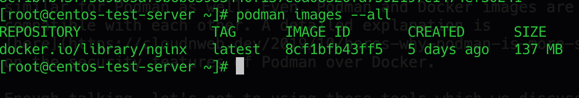 podman images